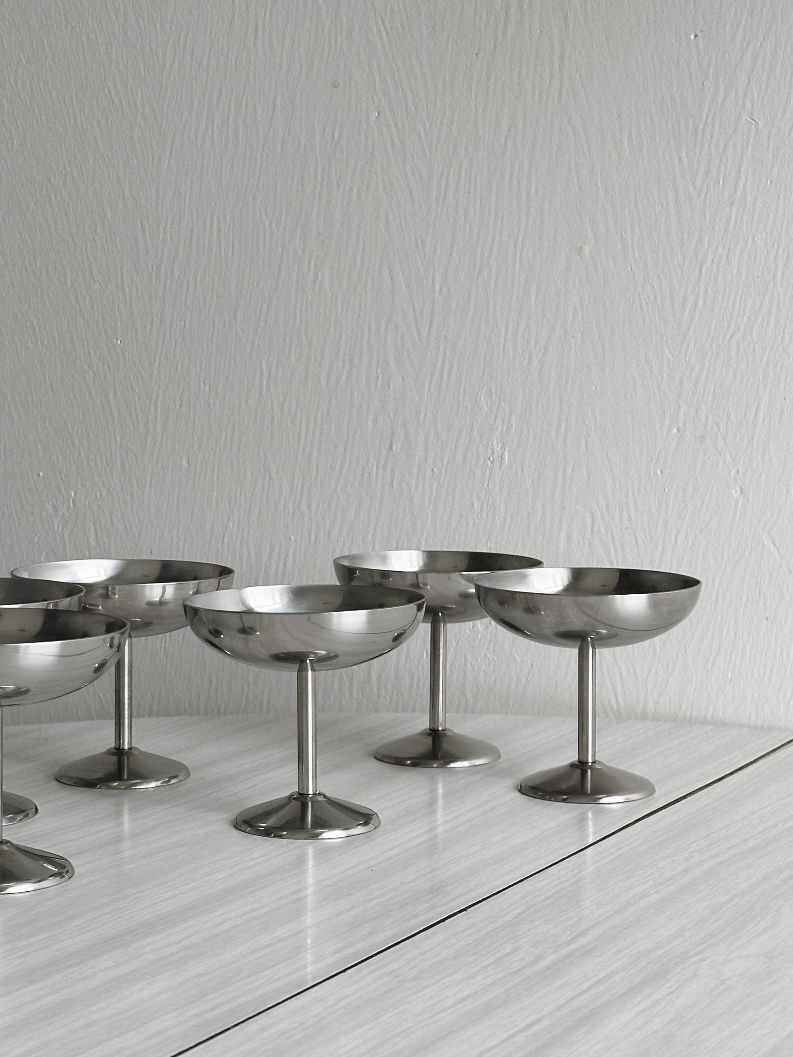 6 stainless steel footed bowls, Letang Remy style
