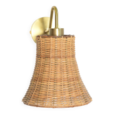 Brass & Rattan Wall Sconce