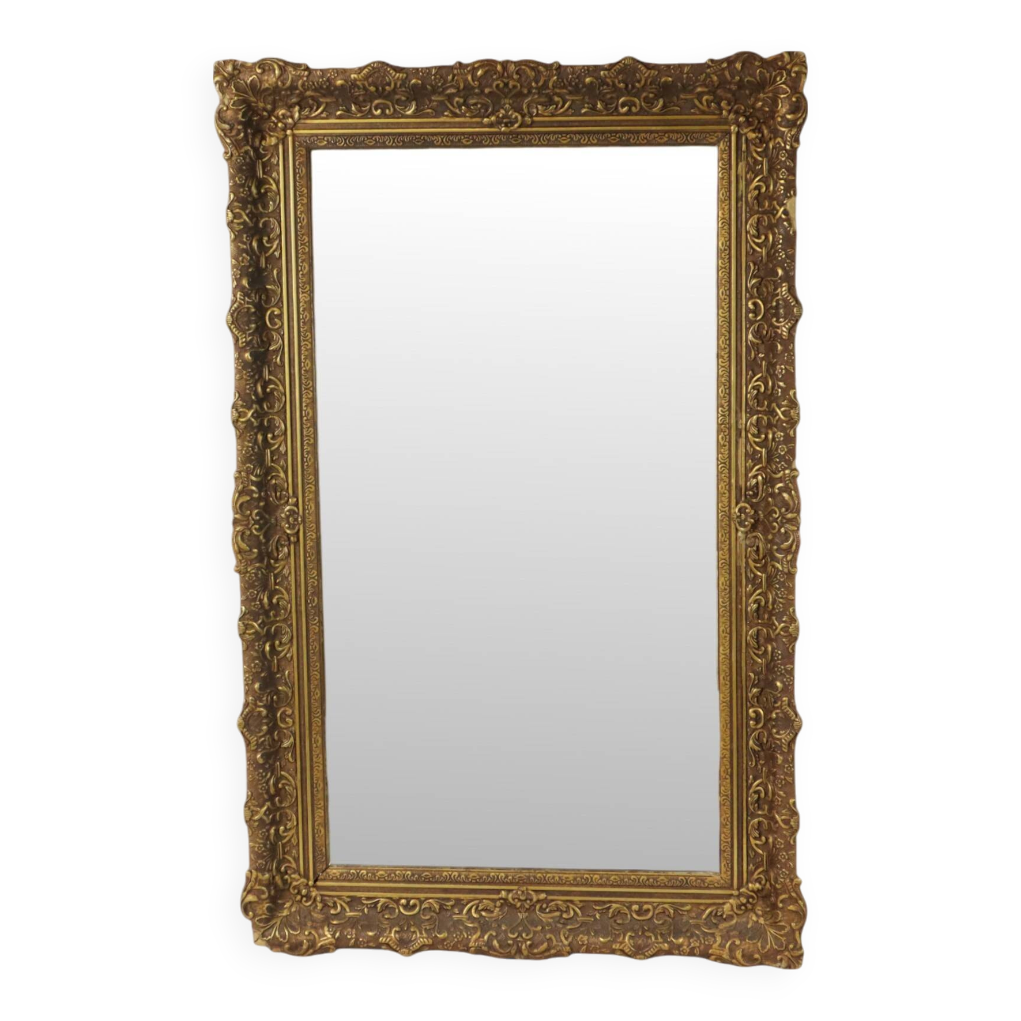 Large Gold Baroque Style Mirror Gilded Frame Acanthus Flowers 110cm