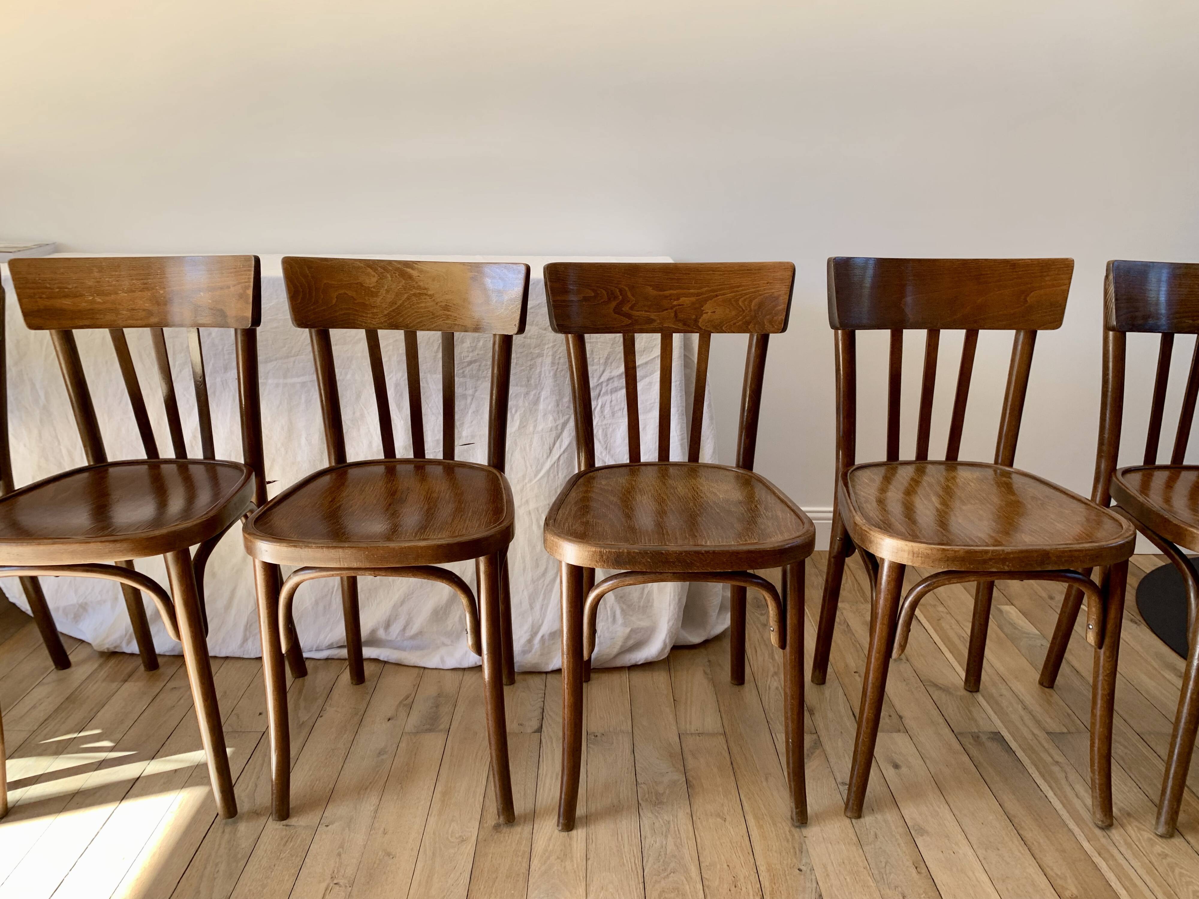 set of 6 bentwood bistro chairs from the 1950s