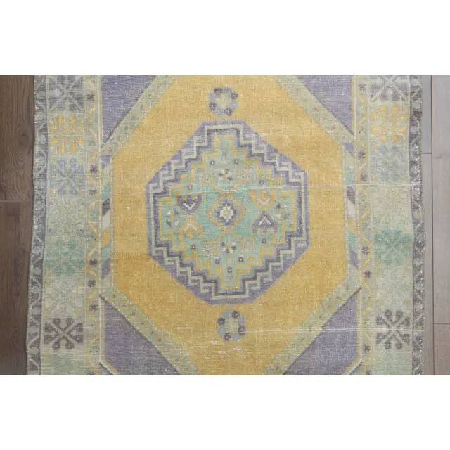 Vintage Turkish Oushak Handmade Wool Cotton Orange Area Rug 103x189
