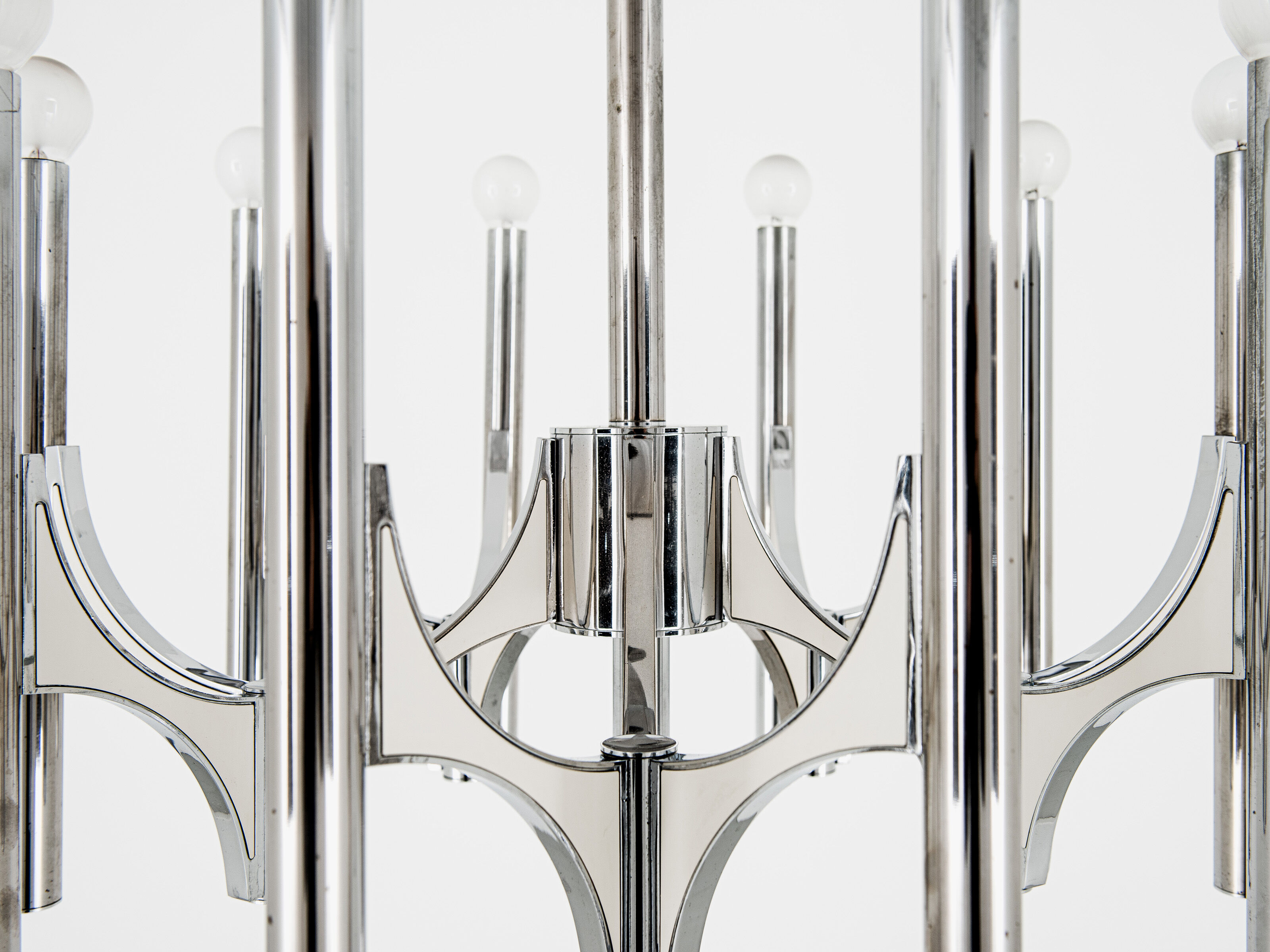 Orbit chandelier in metal and white from Sciolari 1970s