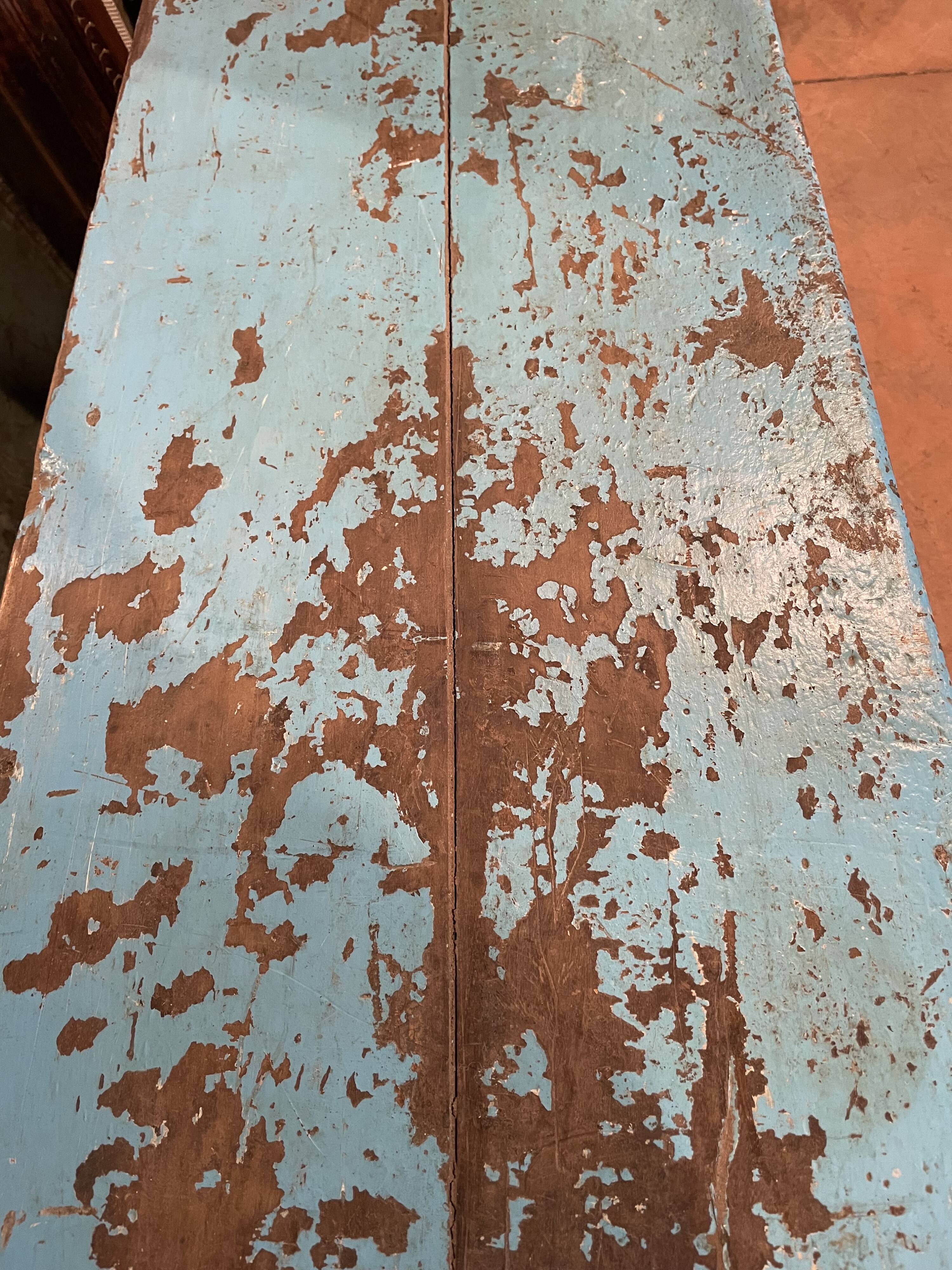 Indian craft furniture in blue lacquered teak