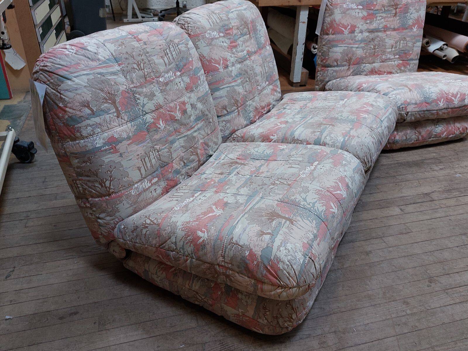 Ensemble de salon modulable vintage - Canapé 2 places + chauffeuse 1 place