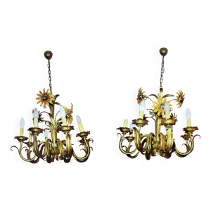 Lot de lustres en metal - peint decor