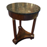 Empire circular pedestal table on 3 columns in mahogany with bronze marble top X