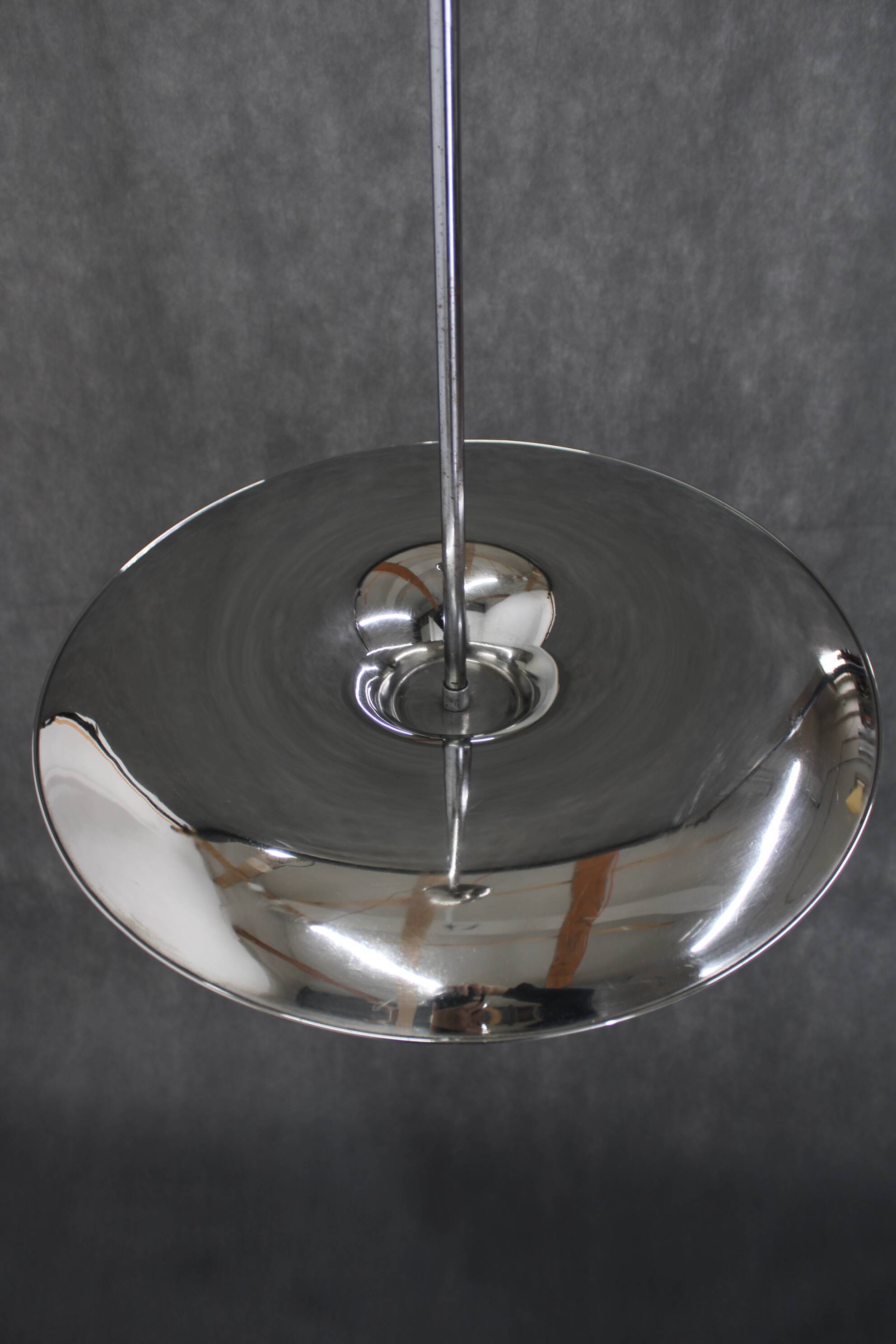 1930s Bauhaus Chrome Plated Chandelier by Anyz, Czechoslovakia