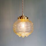 Paire de Suspensions Space Age en verre transparent jaune, années 1960-70