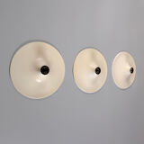Set of 3 vintage disc wall lamps, 'Charlotte Perriand' for 'Les Arcs', 1970s.