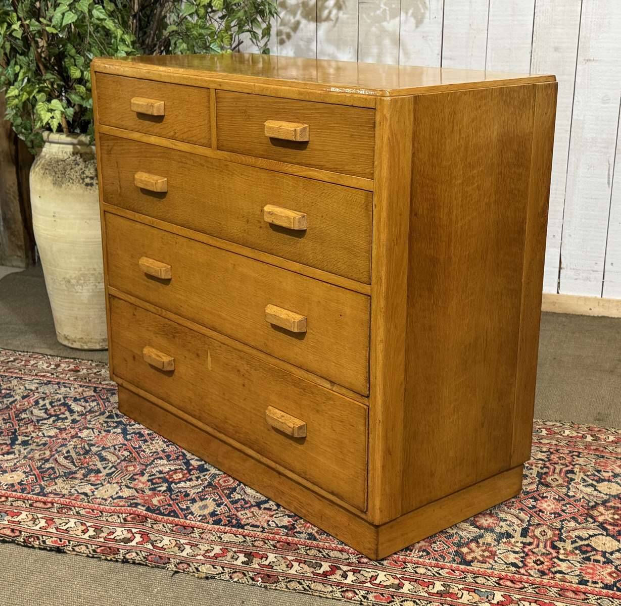 1950s English oak chest of drawers