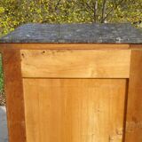Nightstand with false drawers in walnut and marble, Louis Philippe