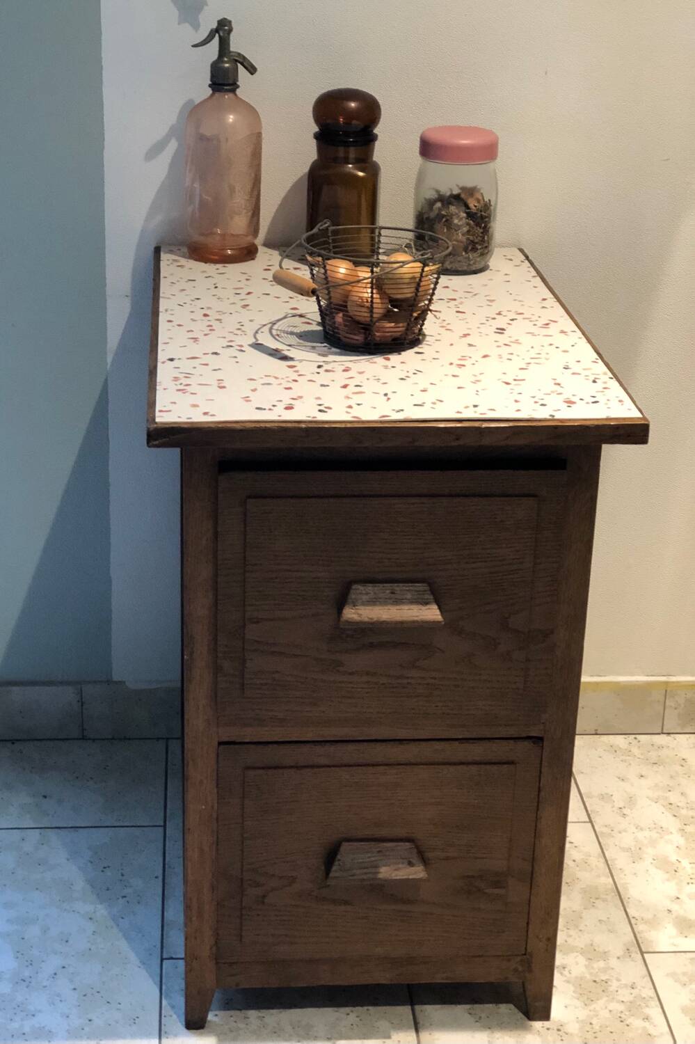 Restored old furniture / chest of drawers with 2 drawers