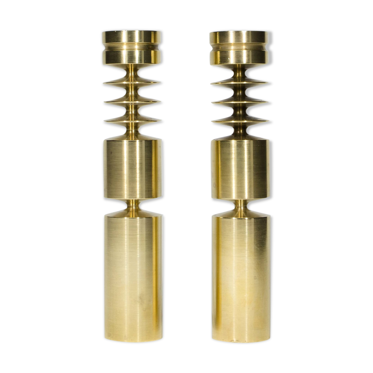 pair of scandinavian brass candlesticks  circa 1960