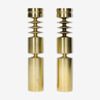 pair of scandinavian brass candlesticks  circa 1960