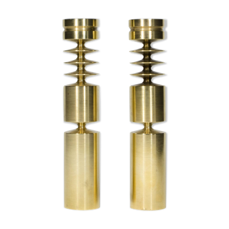 pair of scandinavian brass candlesticks  circa 1960