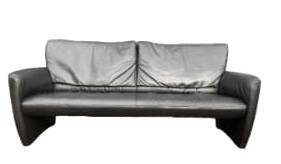 Canapé en cuir noir haut de gamme, canapé De Sede