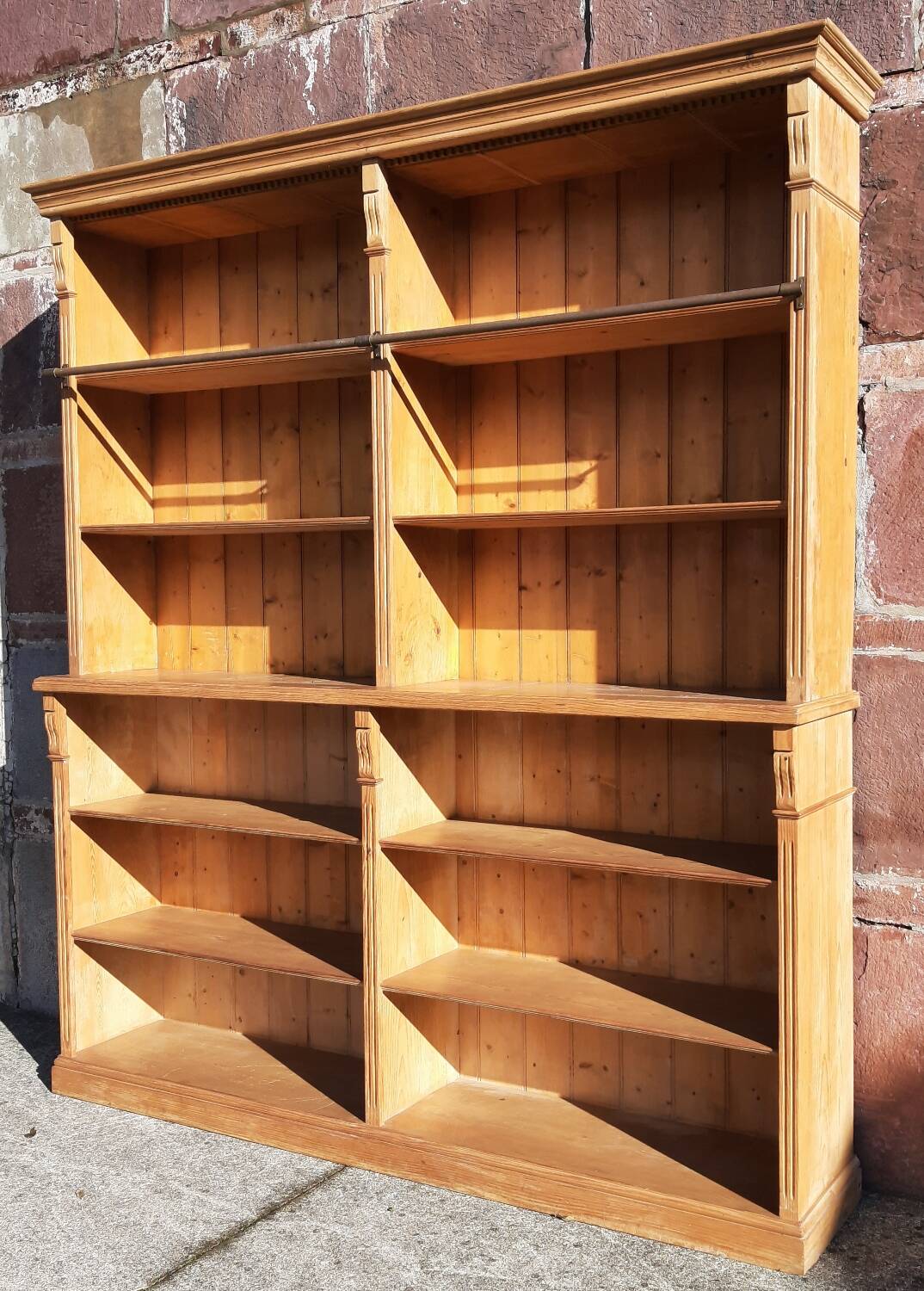 Pine bookcase (251 x 49 x height 288 cm)