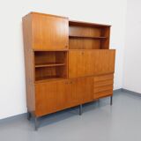 Louis Paolozzi modernist teak bookcase and secretary storage unit