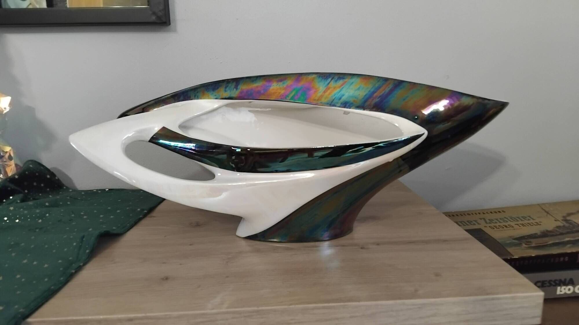 Vintage italian ceramic fruit bowl/vase, 1960s, camillo lusso, 60s vase