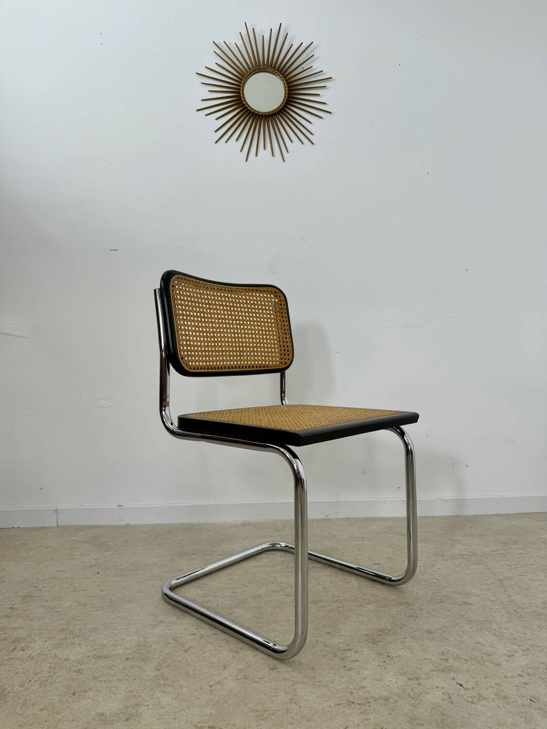 Old black caned chair Cesca B32 design Marcel Breuer 1970 Made in Italy vintage