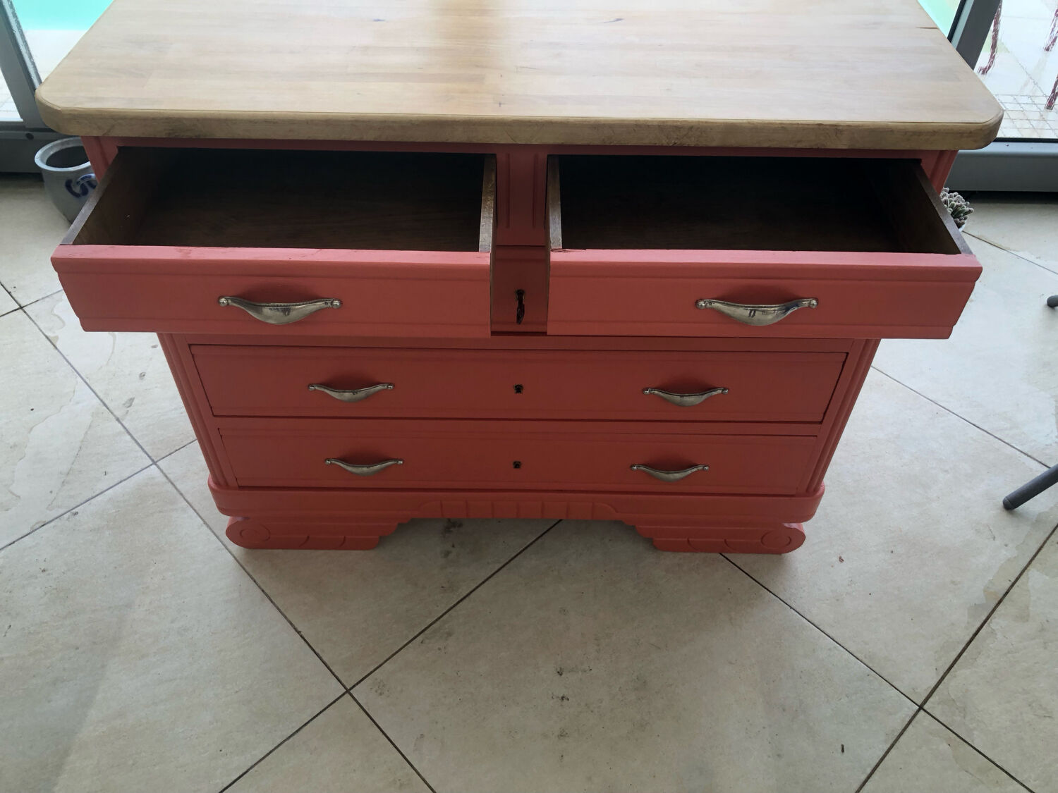Vintage terracotta chest of drawers
