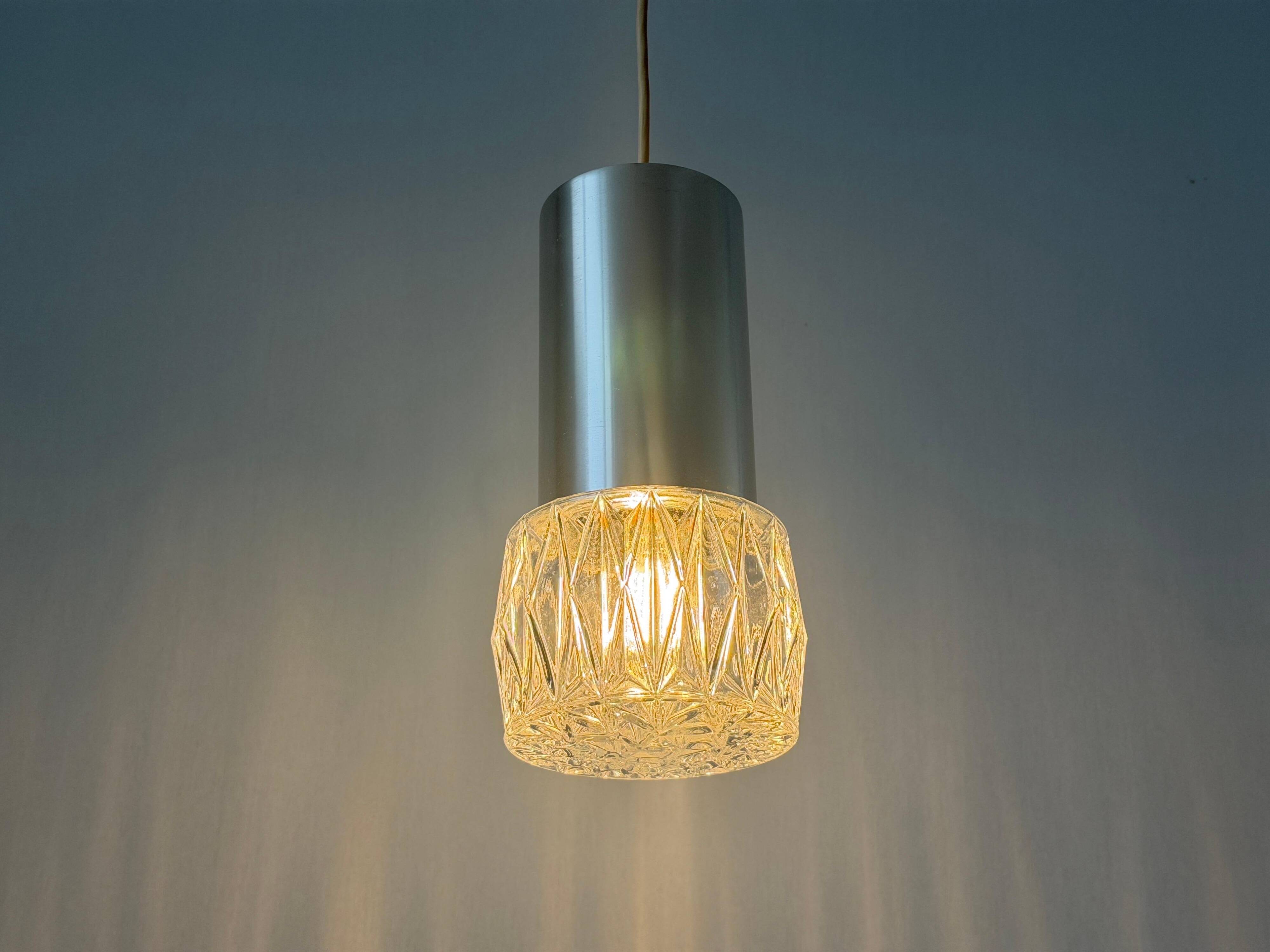 Glass ceiling light with a metal frame, 1960s, Germany