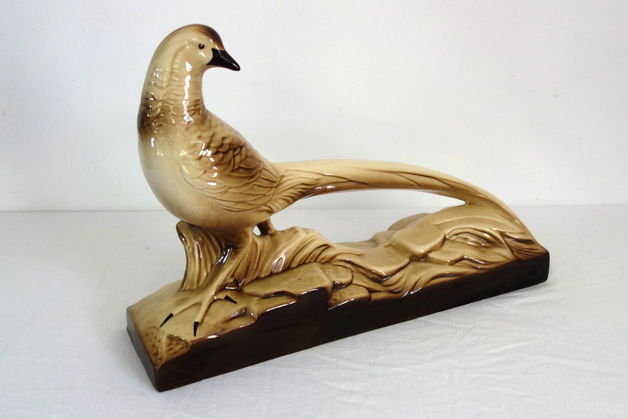 Art Deco ceramic pheasant sculpture by Sainte Radegonde