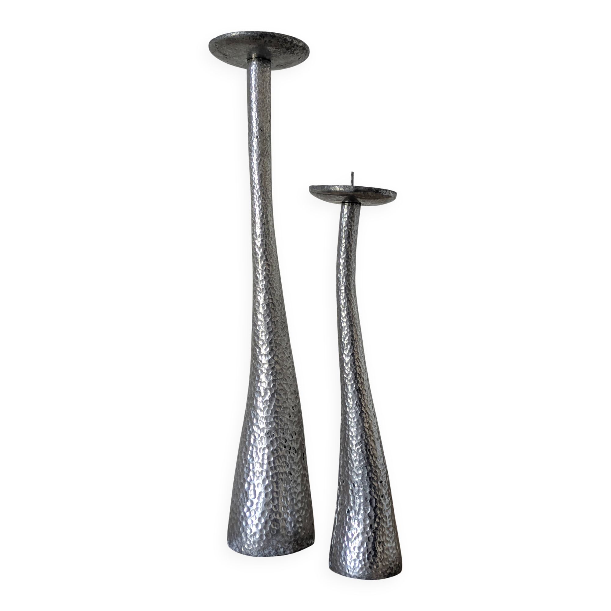 Brutalist hammered candlesticks