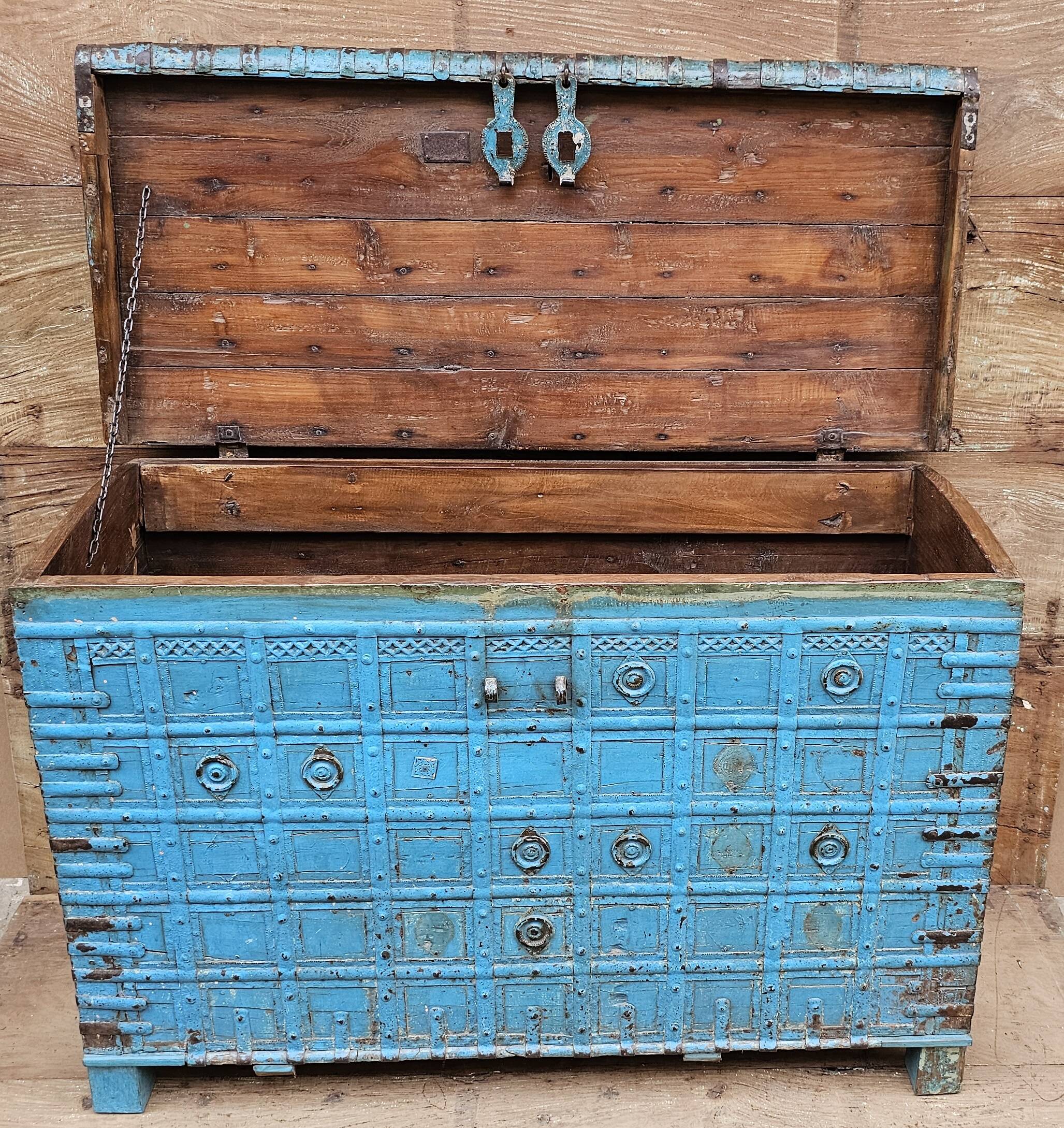 Antique Burmese teak dowry chest