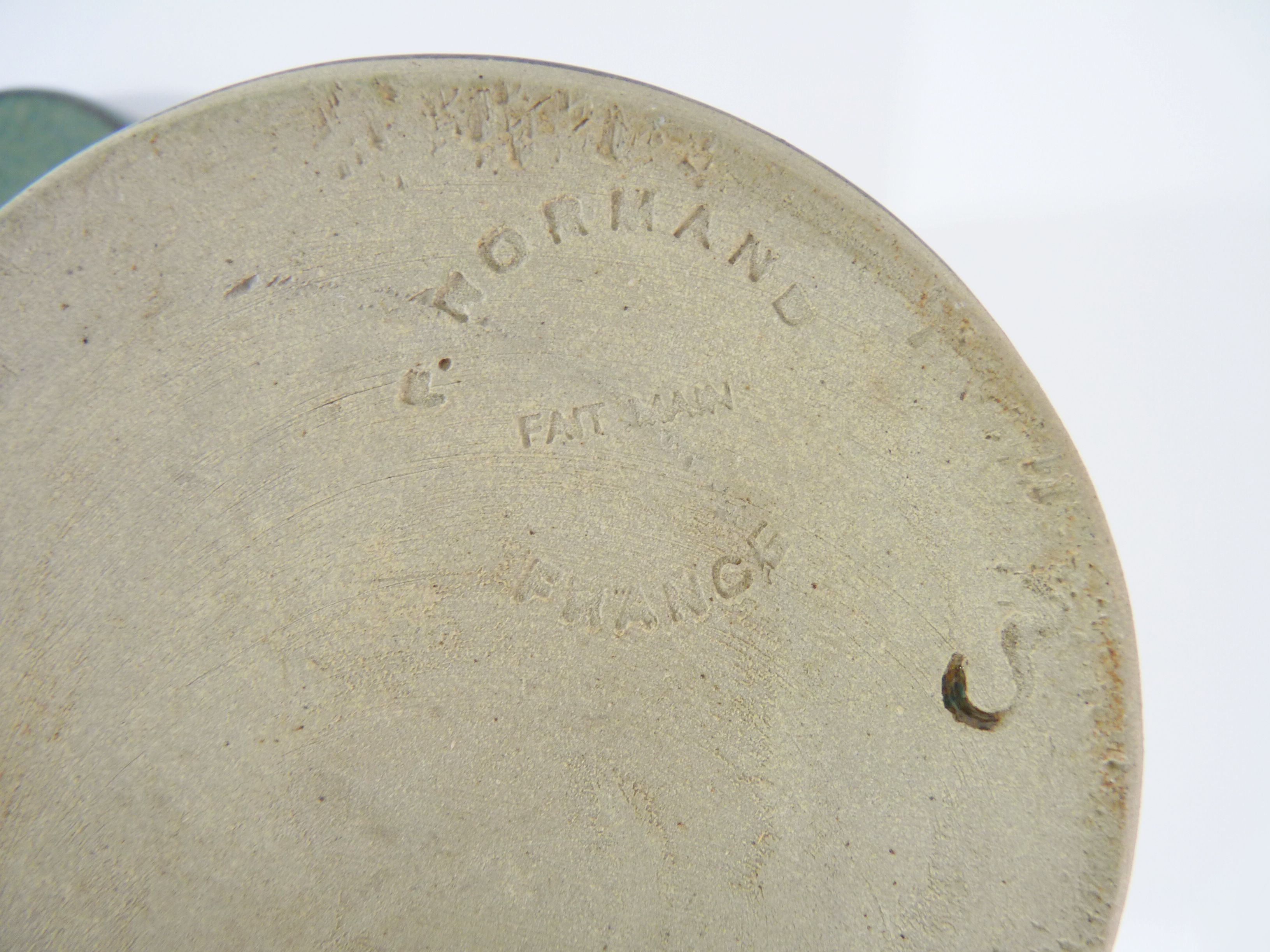 Vinaigrier in glazed sandstone, stamped f.normand