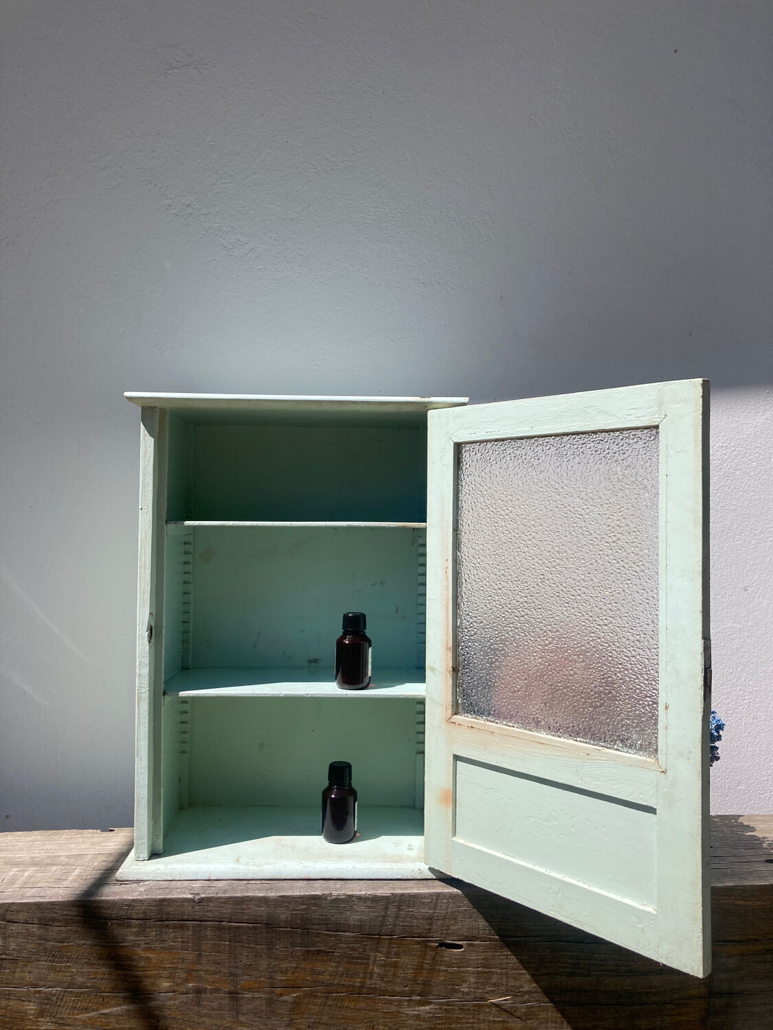 Handcrafted 1940 wooden medicine cabinet