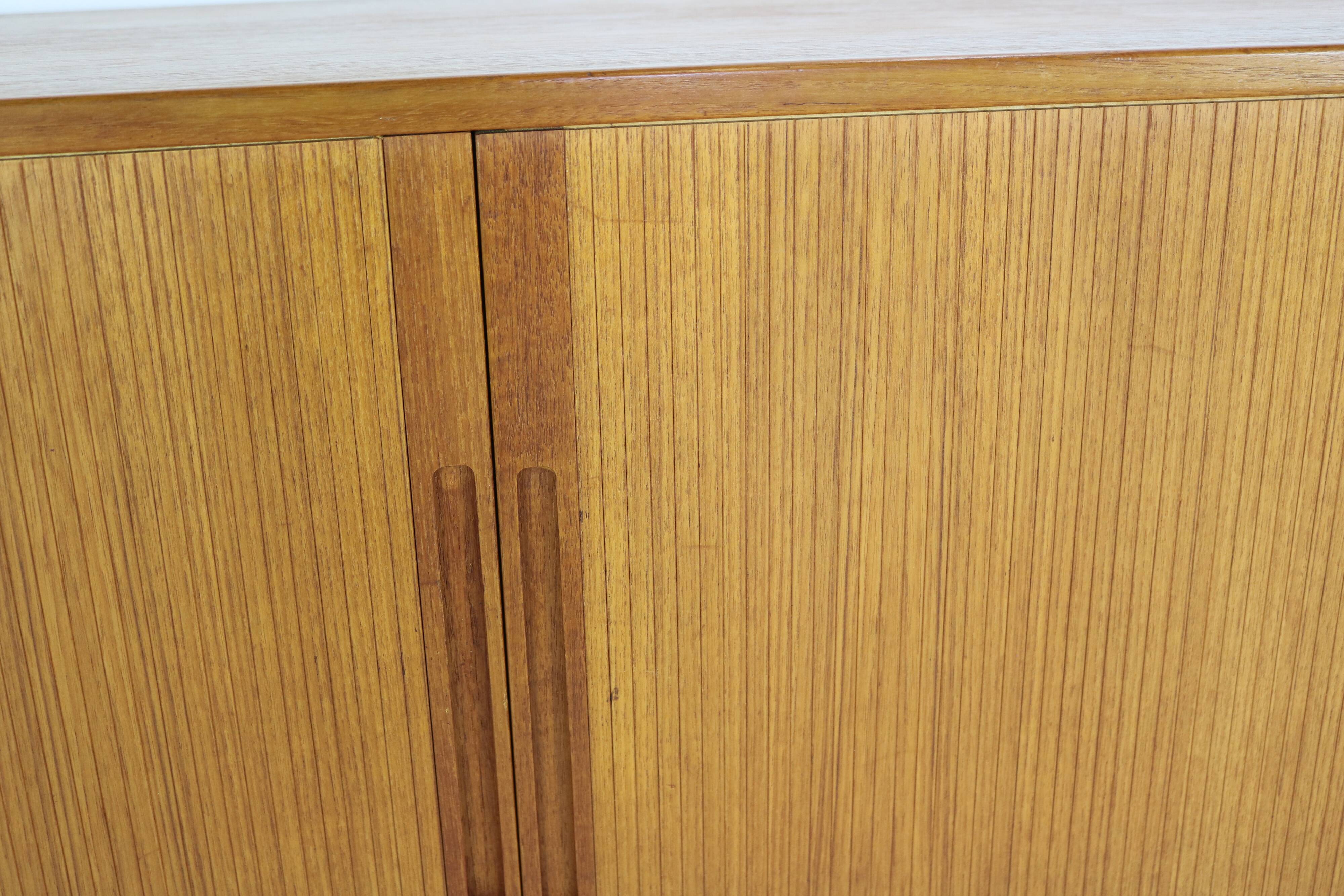 Teak enfilade with 2 tambour doors