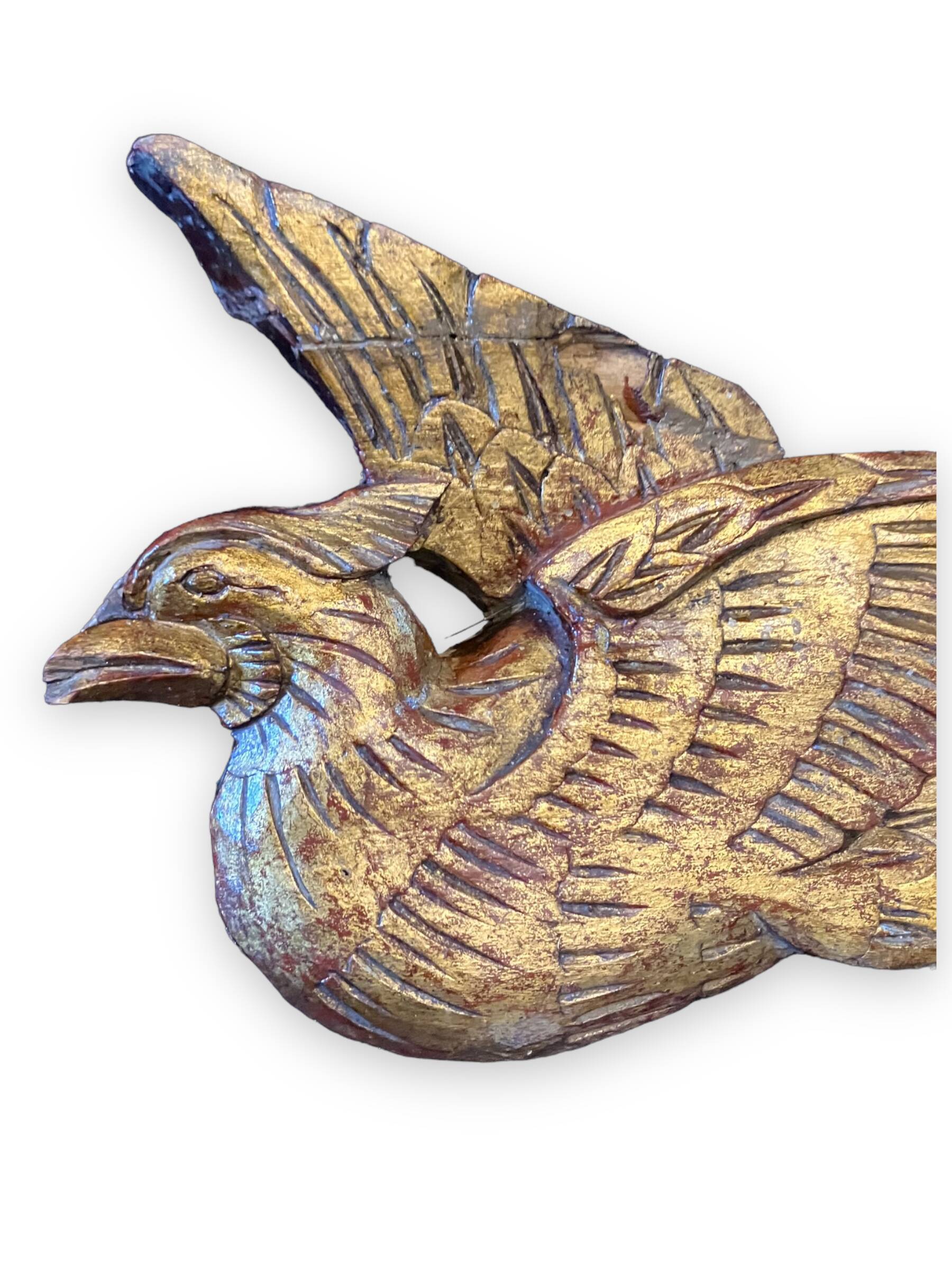Pair of golden wood birds