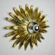 Sun wall lamp by Ferro Arte, metal and gold leaf, Spain 1970
