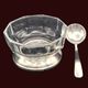 Art Deco thick crystal/glass bowl, silver-plated metal pedestal.