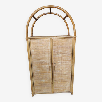 Armoire deux portes en osier et bambou