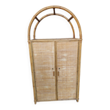 Two-door wicker and bamboo wardrobe