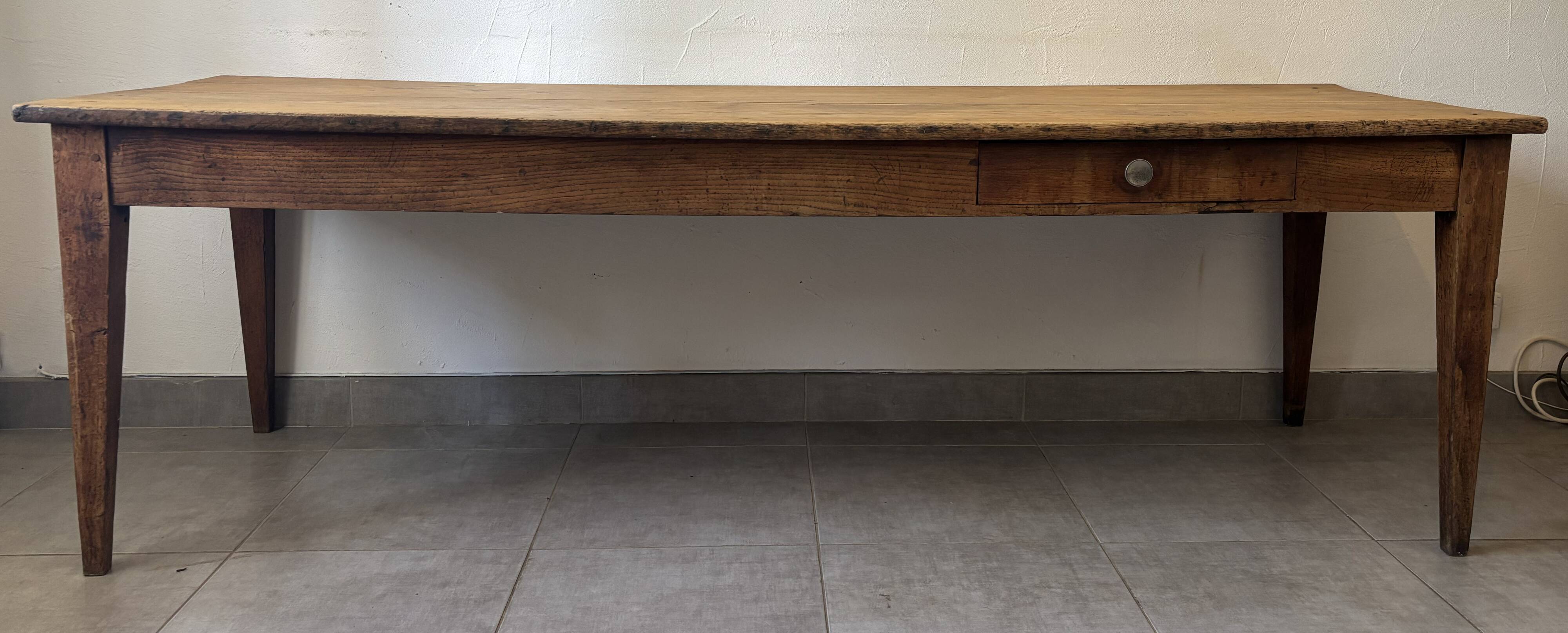 Authentic vintage farmhouse table from the 1950s in solid oak.