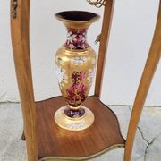 Selette pedestal side table Louis XV style with decorated marquetry and rosewood - 1900s