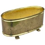 Cache pot rectangulaire en laiton pieds de Lion fabrique en Belgique