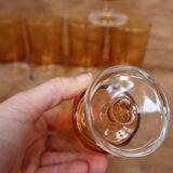 Lot of 6 Luminarc France 70'S amber white wine glasses
