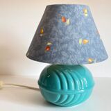 Lampe boule en céramique bleue vintage