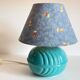 Lampe boule en céramique bleue vintage