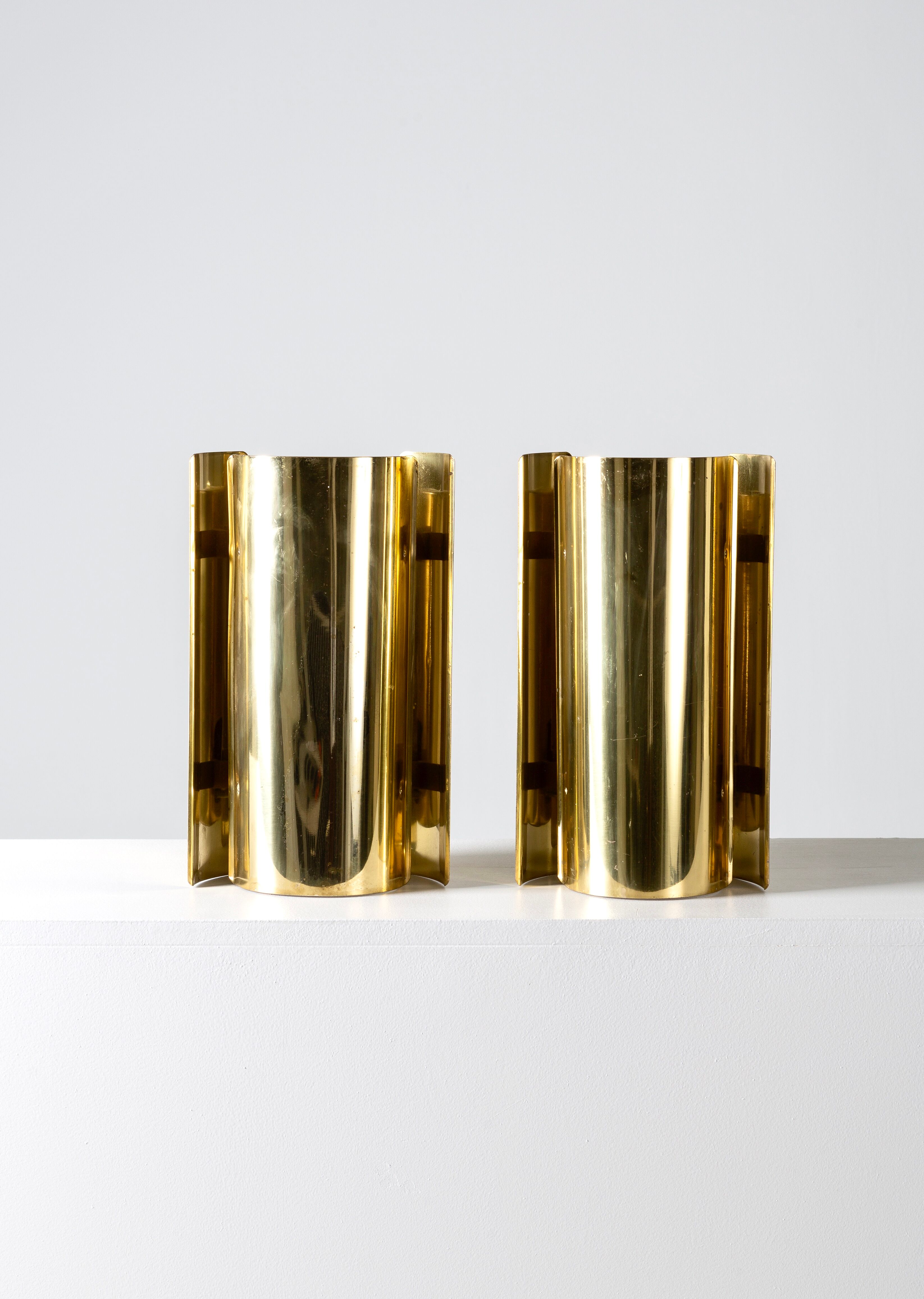 Pair of brass wall lamps Falkenbergs Belysning 1970