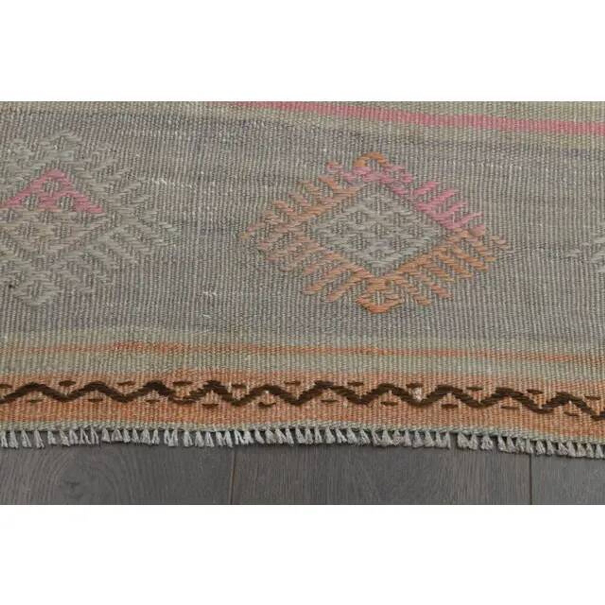 70's Vintage Oushak Handmade Wool Orange Kilim Runner Rug 116x283