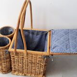 Vintage rattan picnic basket
