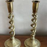 Duo de bougeoirs torsadés en laiton