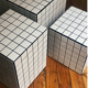 Side table cube piece of sofa tile mosaic white joint black ora 30x30xh40cm