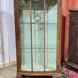 1950s English walnut display cabinet