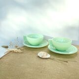 2 cups and saucers opaline mint art deco 50/60